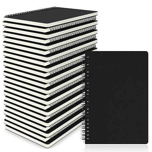 EUSOAR Spiral Journal Notebook, A5 24Packs 5.5"X8.3" 120 Pages Lined College Ruled Subject Notebook,Travel Writing Journal Notepad Sketchbook, Students Office Business Diary Book Journal-Black - color: Black, size: 24 Packs
