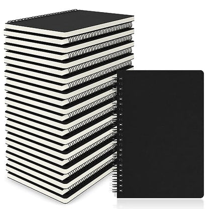 EUSOAR Spiral Journal Notebook, A5 24Packs 5.5"X8.3" 120 Pages Lined College Ruled Subject Notebook,Travel Writing Journal Notepad Sketchbook, Students Office Business Diary Book Journal-Black - color: Black, size: 24 Packs