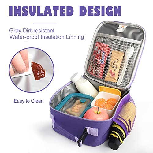 CaCTOUR Lunch Box Kids,2 Packs Insulated Lunch Bag for Girls Boys,Soft Bag Mini Cooler Back to School Thermal Reusable Lunch Bag for Work School Picnic (Blue & Purple) - color: 2pk Blue+Purple