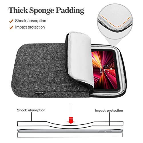 MoKo 9-11 Inch Tablet Sleeve Bag Carrying Case Fits New 11-inch iPad Pro M4/iPad AirM2 2024,iPad Air 5/4/3 10.9"/10.5",iPad Pro 11 M2,iPad 10th 10.9,iPad 9/8th Gen 10.2,Tab S8/S9 11", Black & Gray - color: Black & Gray, size: 9-11 inch