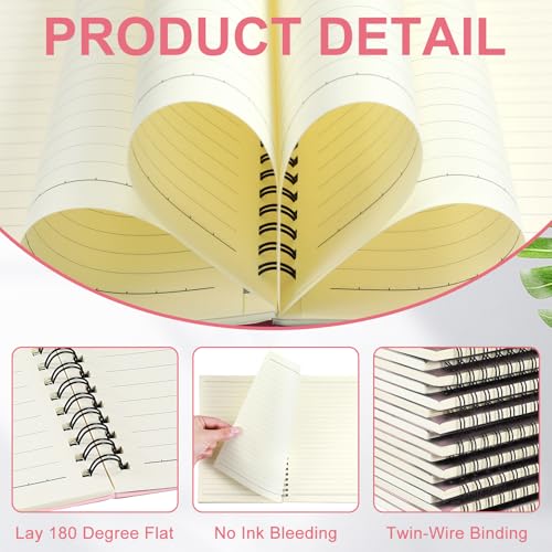 Yahenda 18 Pcs Spiral Notebooks Bulk, A5 8.3 x 5.5 Inch College Ruled Lined Notebooks, 100 Pages Soft Cover Journals for Students Classroom Office Back to School Supplies (Pink) - color: Pink