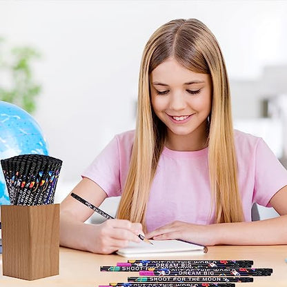 Kolewo4ever 100 Pieces Space Theme Pencils - Fun Astronaut Pencils with Matching Eraser for Classrooms, Student Reward, Space Party Favors