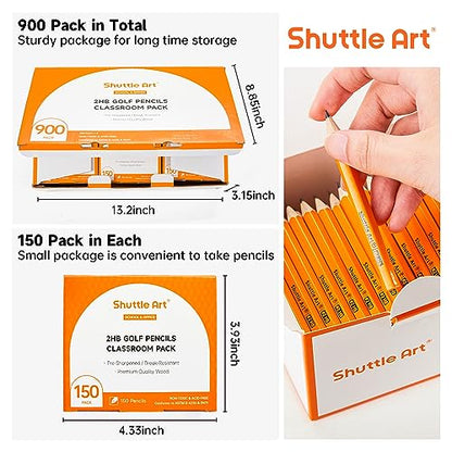 Shuttle Art 900 Pack #2 HB Golf Pencils, Wood-cased 3.5” Mini Pencils Bulk, Pre-sharpened Small Pencil for Kids Teachers Writing Marking Sketching, Classroom Essentials, Back to School Supplies