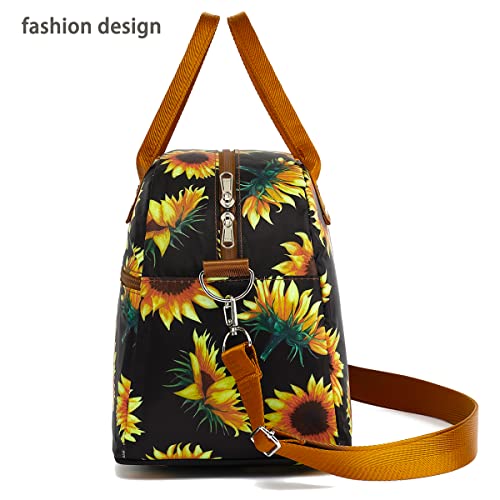 FlowFly Insulated Lunch Bag With Shoulder Strap for Women, Men, and Kids, Large and Reusable, Handle, Freezable Work and School Travel Tote and Meal Prep Organizer,Sunflower - color: Sunflower