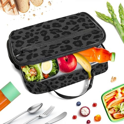 WOBAGMEN Leopard Lunch Box for Kids, Cute Insulated Lunch Bag for Boys Girls,Waterproof Lunch Box with Water Bottle Holder for Teens Adults Picnic Travel Back to School (Black Leopard) - color: Black Leopard