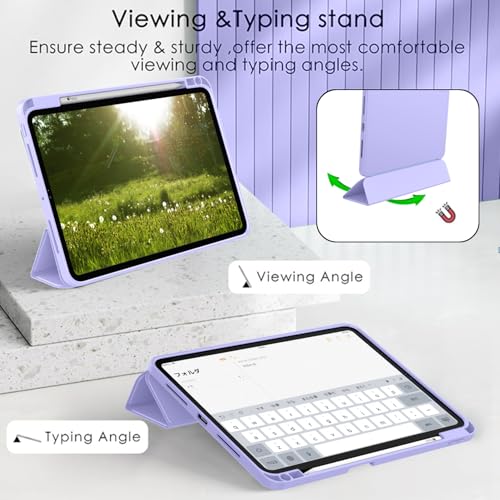 ZryXal iPad Pro 11 Inch Case (M5) 2025/ (M4) 2024 (Model: A2836/A2837/A3006), Trifold Stand Smart Cover with Pencil Holder and Soft TPU Back, Auto Wake/Sleep (Light Purple) - color: Light Purple