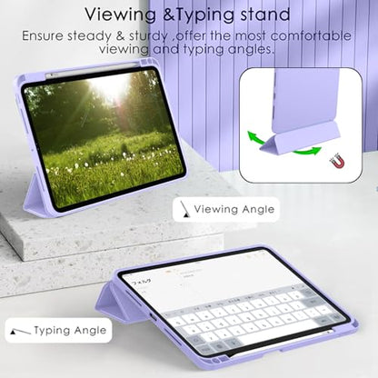 ZryXal iPad Pro 11 Inch Case (M5) 2025/ (M4) 2024 (Model: A2836/A2837/A3006), Trifold Stand Smart Cover with Pencil Holder and Soft TPU Back, Auto Wake/Sleep (Light Purple) - color: Light Purple