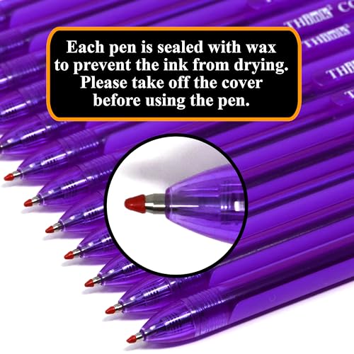 [24 Pens - Purple Ink] Think2 0.7mm CGI Retractable Gel Pens. (24 Purple) Medium Point Rollerball Pens with Smooth Quick Drying Ink. - color: Purple