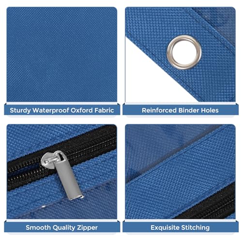 SKYDUE Binder Pencil Pouch for 3 Ring Binder, 3 Compartment Zipper Case, Large Capacity Pen Organizer with Clear PVC Window for School Supplies, Students, Kids & Teachers - color: Navyblue