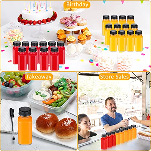 Patelai 48 Pcs 8 oz Plastic Juice Bottles with Caps, Empty Reusable Clear Milk Containers Bulk with Leakproof Lids Disposable Water Bottles for Juicing, Smoothies, Tea, Coffee, Cold Beverage (Black) - color: Black, size: 8 oz