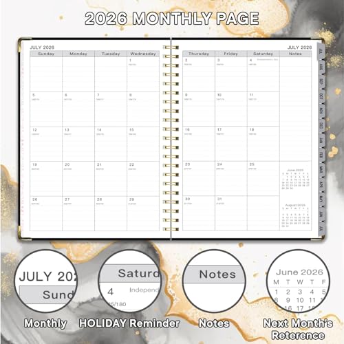 Planner 2026-2027, Weekly and Monthly Academic Planner, Jul 2026 - Jul 2027, 8.5"x11" Large Hardcover Daily Planner Calendar with Tabs for Women, Year Planning Agenda for Teacher and Student (Black) - color: Black