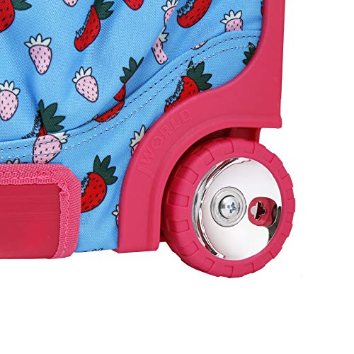 J World Duo Kids Rolling Backpack With Lunch Box Set. School Bookbag on Wheels, Strawberry - color: Strawberry