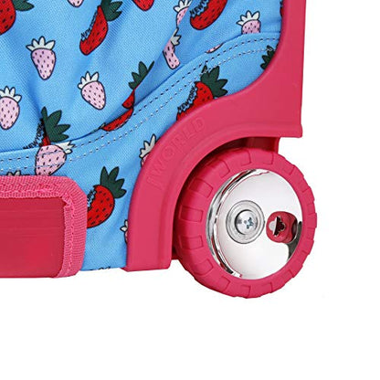 J World Duo Kids Rolling Backpack With Lunch Box Set. School Bookbag on Wheels, Strawberry - color: Strawberry