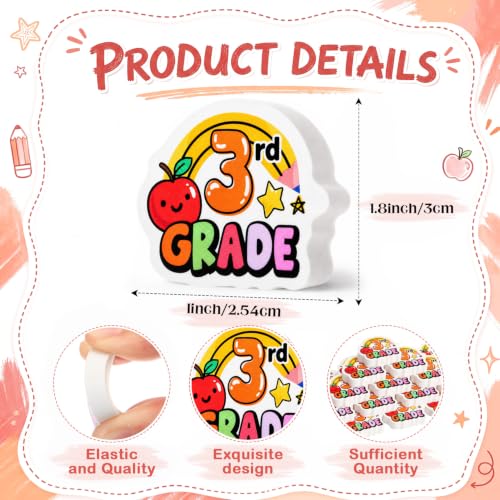 48 Pcs/24 Sets 3rd Graders Pencils and Erasers Bulk Set Motivational Pencils Back to School Supplies for Kids Student Inspirational Teacher Classroom Reward Party Favors Gifts - style: 3rd Grader