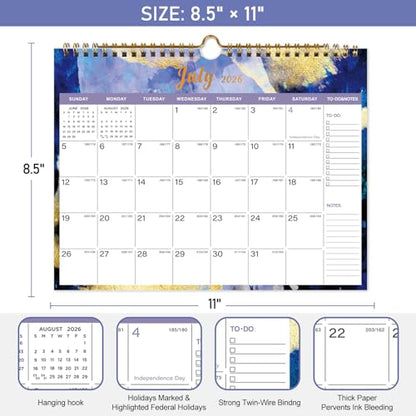 Lbylyhxc 2026 Calendar - Includes January 2026 to June 2027-18 Monthly Wall Calendar 2026, 11 x 8.5 Inches.Thick Paper with Julian Dates and Block for New Year and Christmas Presents (wall calendar 2026-2027 inks) - color: wall calendar 2026-2027 inks