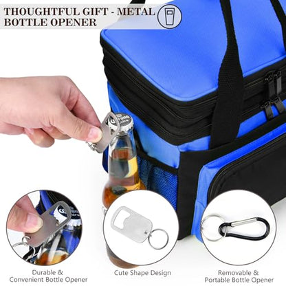 LOKASS Lunch Box for Women/Men-16L-Insulated Lunch Bag, Expandable Double-layer Leakproof Cooler Bag with Upgrade Adjustable Shoulder Strap Ideal for Work/Travel/Picnics（Sapphire Blue） - color: Sapphire Blue