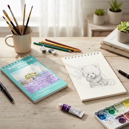 Bondream Watercolor Paper Pad,2 Pack Watercolor Book,140lb/300g,Spiral Bound Painting Drawing Paper Book,Art Supplies Sketchbook, Journal for Adults,5.5" x8.5”