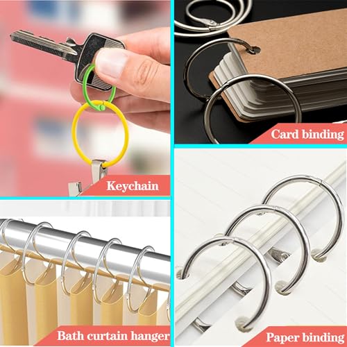 50 Pack 1 Inch Binder Rings, Loose Leaf Book Rings for Index Cards | Silver metal rings snap closed snugly; 50 pcs, 1 in size, holds up to 175 sheets for index cards, keys, office and crafts - size: 1 inch 50 PCS