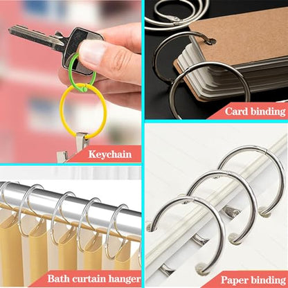 Binder Rings Loose Leaf Binder Book Rings - Multifunctional Loose Leaf Key Ring Clips for Papers,Index Cards,Office,School,Home Crafts Ornaments and DIY Arts (1/1.25/1.5/2 inch) - size: 1/1.25/1.5/2 inch