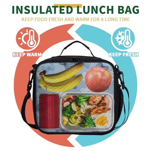 Blue Butterfly Lunch Box for Girls Boys Kids Insulated Lunch Bag Cute Butterflies Lunchbox Reusable Cooler Lunch Pail Thermal Meal Tote Kit with Shoulder Strap for School Picnic - color: Blue Butterfly