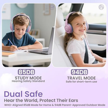 acer Kids Headphones - Over-Ear 85/94dB Volume Limiter 3.5mm Jack Foldable Stereo Sound Headset for Toddlers Girls Boys Travel Learning Entertainment Tablet Kindle iPad PC,Pink Purple, HK03 - color: Pink Purple