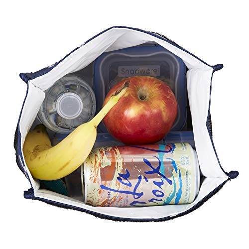 2nd Childhood Insulated Lunch Bag for Men, Durable & Reusable, Blue | Slim lunch bag with carry handle, two mesh side pockets and a back slip pocket; insulated liner keeps food cool - color: Blue
