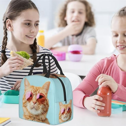 Sunglasses Cat Lunch Box - Insulated Lunch Bags for Women/Men Funny 3D Design Reusable Lunch Tote Bags, Perfect for Office/Camping/Hiking/Picnic/Beach/Travel - color: Sunglasses Cat