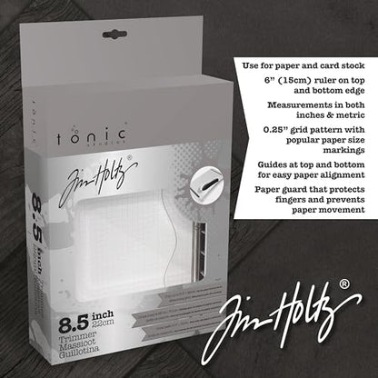 Tonic Studios Paper Cutter Tool - Guillotine Paper Trimmer for Scrapbooking, Vinyl, and Craft Paper - 8.5 Inch Cutting Length with Ruler and Grid Lines - size: 8.5" Blade