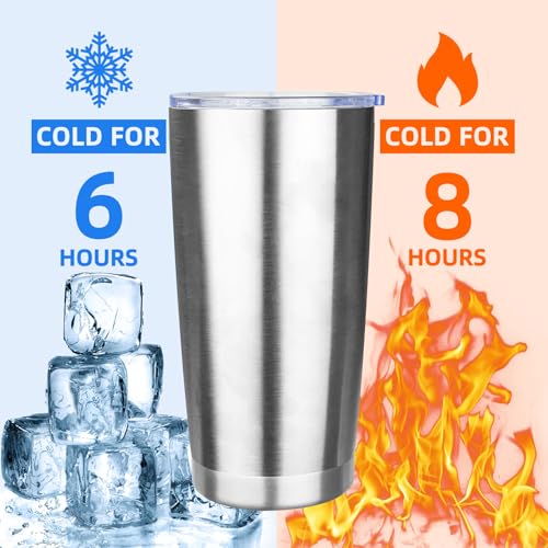 20oz Tumbler with Lid Stainless Steel Insulated Tumblers Travel Coffee Tumbler Bulk Double Wall Vacuum Insulated Water Cup Gifts for Christmas Women Men Her Him Home Office(Silver, 4pack) - color: Silver 4