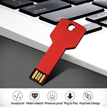 RAOYI 10 Pack 8GB USB Flash Drive USB 2.0 Metal Key Shape Memory Stick Thumb Drive Pen Drive-Red - color: Red, size: 8GB