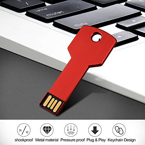RAOYI 10 Pack 4GB USB Flash Drive USB 2.0 Metal Key Shape Memory Stick Thumb Drive Pen Drive-Red - color: Red, size: 4GB