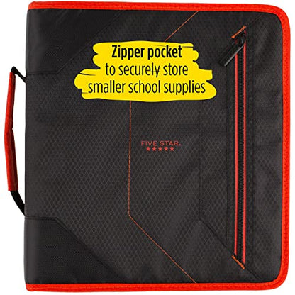 Five Star Zipper Binder, 2 Inch 3-Ring Binder with Removable File Folders, 530 Sheet Capacity, Red/Black (29036CE8)