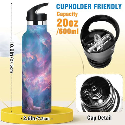 Kids Sport Water Bottle Wolf Lightning 20 oz Stainless Steel Cup Insulated Water Flask Travel Mug for Gym Travel School - color: Wolf