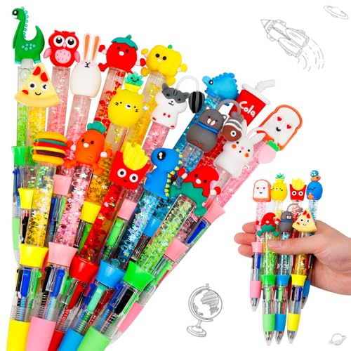 CZWZ 20Pcs Multicolor Pens in One 4-in-1 Cute Pens Bulk for Kids, Ballpoint Pen for Birthdays and Children's Parties, Fun Gifts Assorted Ink Kawaii Pen(Style 1) - style: 20Pcs-Style 2