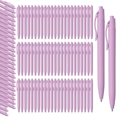 Fulmoon 50 Pcs Ballpoint Pens Bulk Retractable Comfortable Writing Pens Cute Christmas Supplies in Medium Point 1.0 mm for Teacher Office Home Baby Shower (Purple,Black Ink) - color: Purple, size: 1 Count (Pack of 50)