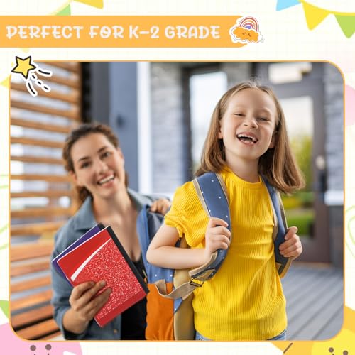 Fainne 30 Pack Primary Ruled Composition Notebook, Grade K-2 Journal 100 Pages, 7-1/2" x 9-3/4" Kindergarten Primary Drawing Story Notebook for Kids Drawing and Writing(Red, Green, Blue, Purple) - color: Red, Green, Blue, Purple