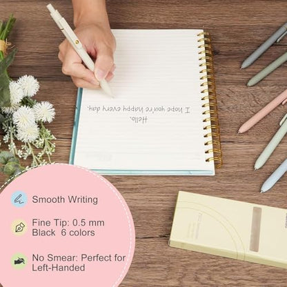 Ddaowanx Gel Pens, 6 Pcs 0.5mm Quick Dry Black Ink Pens Fine Point Smooth Writing Pens, Cute Office School Supplies Gifts for Women | Fine Point Smooth Writing Pens for Nurses,Teachers,Cute Stationery Office&School Supplies,Gifts for Women - color: 6 Pcs