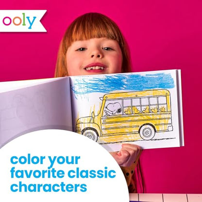 Ooly x Peanuts Travel Art Kit with 9 Jumbo Crayons & 48 Themed Coloring Pages & Case for Easy Traveling Art Creation, Perfect Airplane & Road Trip Activities for Kids - color: Peanuts Friends
