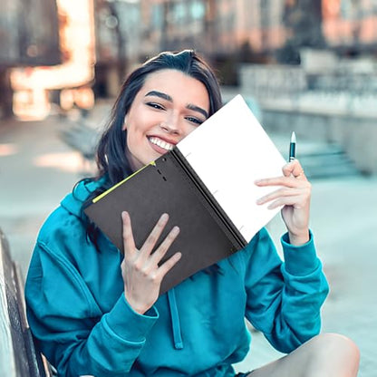 INFUN All-in-one Telescoping Binder Notebook-2PCS, Refillable 3 Ring Notebook Binder with 1 Plastic Movable Pocket Folder,5 Plastic Subject dividers and Graph Paper and College Ruled Paper-White - color: White, size: 2 PCS