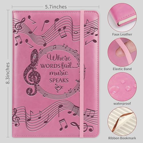 Music Gift 2 PCS Blank Sheet Music Notebook Where Words Fail Music Speaks Gift Manuscript Paper Notebook (2pcs Music -Pink) - color: 2pcs Music -Pink