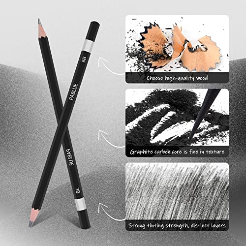 14Pcs Professional Graphite Sketch Pencils for Drawing (6H-12B) | Professional Triangular Graphite Pencils Set (6H,4H,2H,H,HB,F,B,2B,3B,4B,6B,8B,10B,12B) for All Drawing and Shading Needs