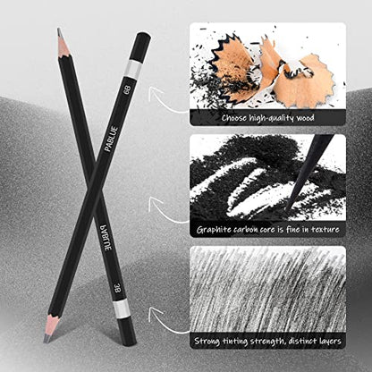 14Pcs Professional Graphite Sketch Pencils for Drawing (6H-12B) | Professional Triangular Graphite Pencils Set (6H,4H,2H,H,HB,F,B,2B,3B,4B,6B,8B,10B,12B) for All Drawing and Shading Needs