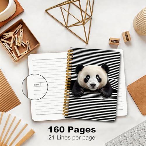 2 Pcs Panda Gifts for Women Spiral Notebook, Funny Panda Journal Notebook | A5 160 Pages College Ruled Notebooks, Spiral Notepad, Hardcover Journals for Writing Office, Pandas Lovers Gifts for Friends - color: Multicolour 0034