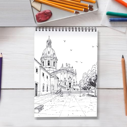 Crehatos 9" x 12" Sketch Book, Top Spiral Bound Sketch Pad, 100 Sheets 68lb/100gsm Drawing Paper, 1 Pack | Top Spiral Bound Sketch Pad, 68lb/100gsm Drawing Paper for Dry Media - size: 9" x 12" (1 Pack)