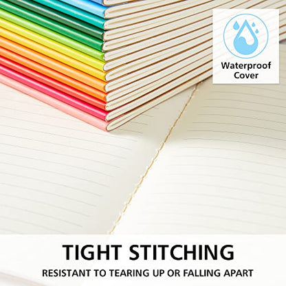 feela 16 Pack Composition Notebooks Bulk, Kraft Cover Lined Blank College Ruled Composition Travel Journals with Rainbow Spines For Women Students Business, 60 Pages, 8.3”x 5.5”, A5, 16 Colors - color: 16 colors X1
