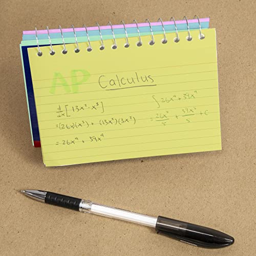 BAZIC 50 Ct. Spiral Bound 3" X 5" Ruled Colored Index Card
