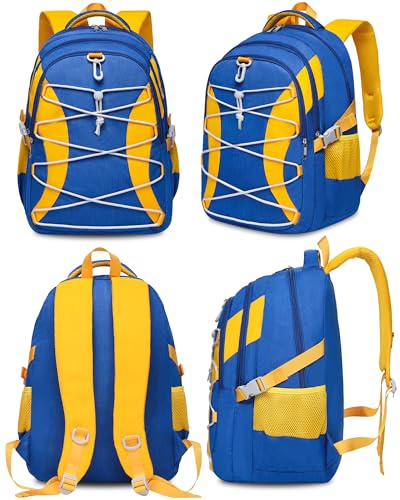 BLUEFAIRY Middle High School Backpack for Boys Girls Large Bookbag with Laptop Compartment Back to School Book Bags for Teens Teenagers Mochilas Escolares para Niños Niñas (Cobalt Blue/Yellow, Solid) - color: Cobalt Blue/Yellow