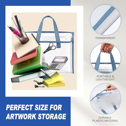 1 Pack 12x13.4 Inch Kids Art Portfolio, Expanding File Organizer with 13 Pockets, Art Portfolio for Kids with Handle, Oxford Cloth Edge Transparent Artwork Folder for Children