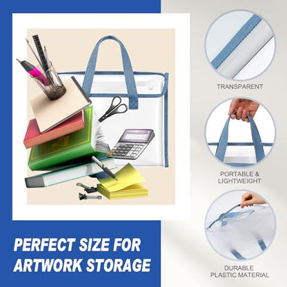 1 Pack 12x13.4 Inch Kids Art Portfolio, Expanding File Organizer with 13 Pockets, Art Portfolio for Kids with Handle, Oxford Cloth Edge Transparent Artwork Folder for Children