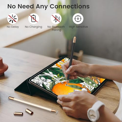 Mixoo Universal Stylus Pen for Touchscreen iPhone iPad Android Tablet Apple Kindle Switch 2 Chromebook Galaxy All Touch Screens, 2-in-1 High Sensitivity Fiber & Disc Stylus Pens Magnetic Cap - color: Black & Black